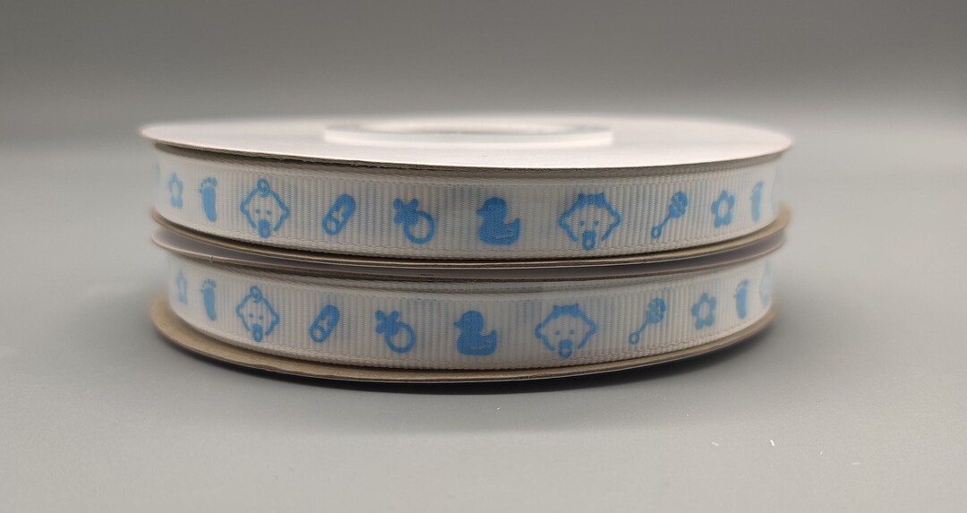 Baby Boy Ribbons, 3/8 in by 25 Yards, Baby Shower, Baby Grosgrain Ribbon, Baby Ribbons