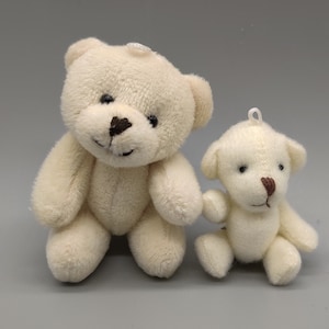 Set of 2 Mini Plush Teddy Bears Favors Toys - Cream Little Bear - Stuffed Animal - Baby Shower or Baby Welcome Party - Choose from 2 sizes