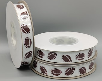 Grosgrainband med fotbollstema - 25 yards rulle - 3/4" bred sportfestdekoration - Match Day Craft Supply
