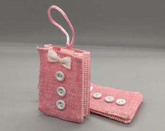 Rosa Favor Bag, rosa Jute-Beutel, Babypartybevorzugung, Baby-Mädchen-Bevorzugungen, Geschenk-Beutel, Favor Bag mit Knöpfen, 10 Stück, Baby Willkommen, es ist ein Mädchen