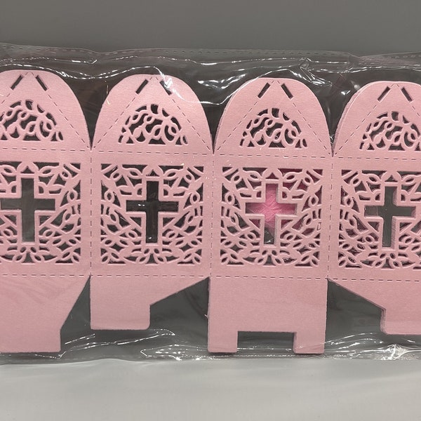 Baby Pink Favor Box, Holy Cross, Religious, Baptism, Christening, Easter, Communion, Confirmation - Set of 12 Favor Boxes