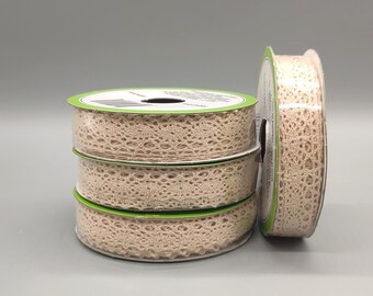 Cinta de encaje de algodón color marfil - 1,6 cm de ancho x 2,7 m - Scrapbooking, manualidades, decoración, adornos, lazos para regalos