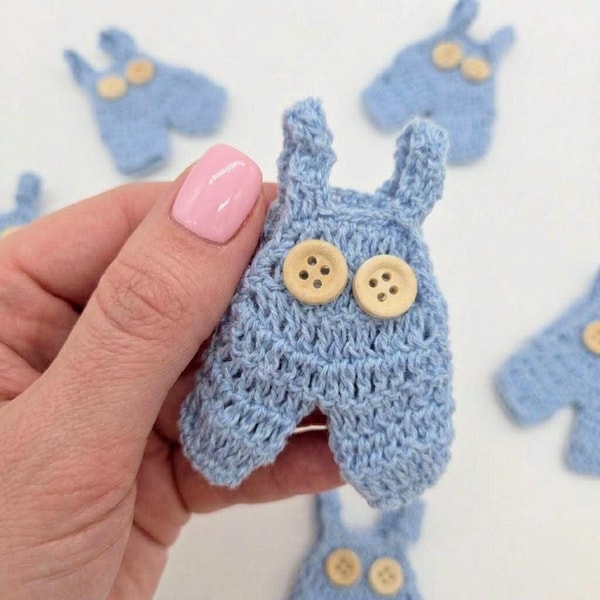 Set of 6 - Baby Overalls, Baby shower favors, Baby Blue, Baby welcome favors, Jumper favors, Crochecute party favort mini overalls,