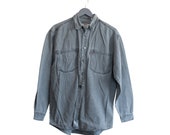 faded black, Levi shirt, washed denim, size M, mens vintage, 80s fashion, long sleeve, original Levis, great condition, rare vintage