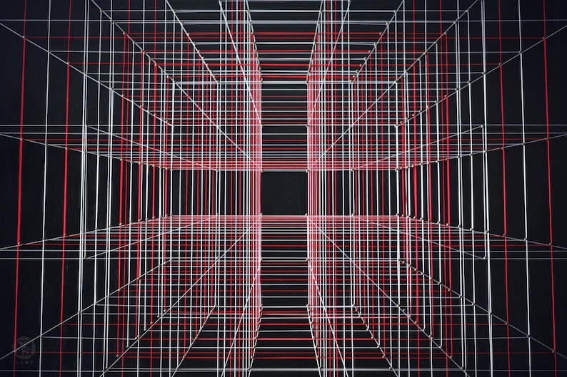 Perspective String Perspective Illusion-3d String Artcubehandmade Psychedelic Wall Hanging ...
