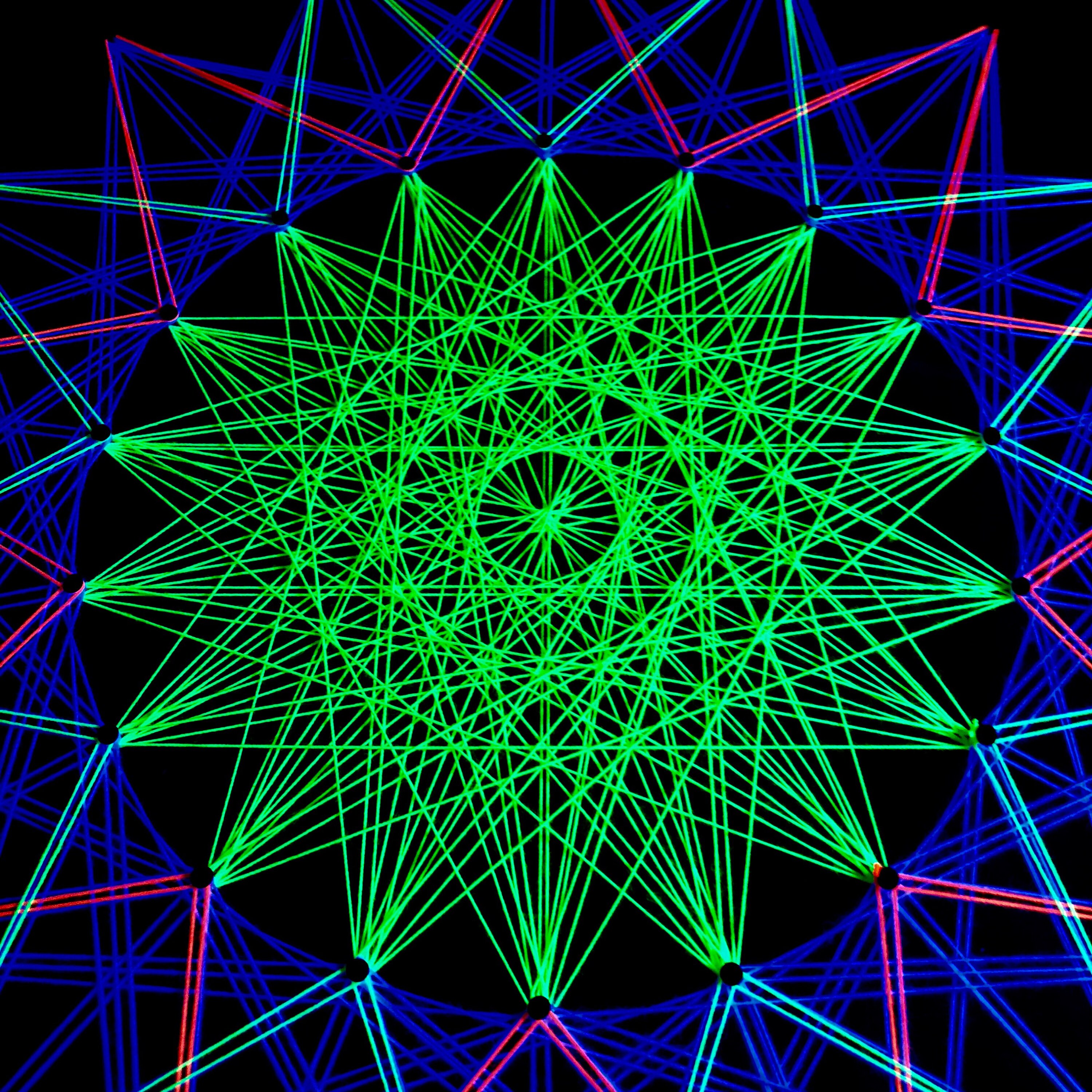 UV String Art Psychedelic Mandala,30x30cm/11.8 Inches Handmade Wall Art ...