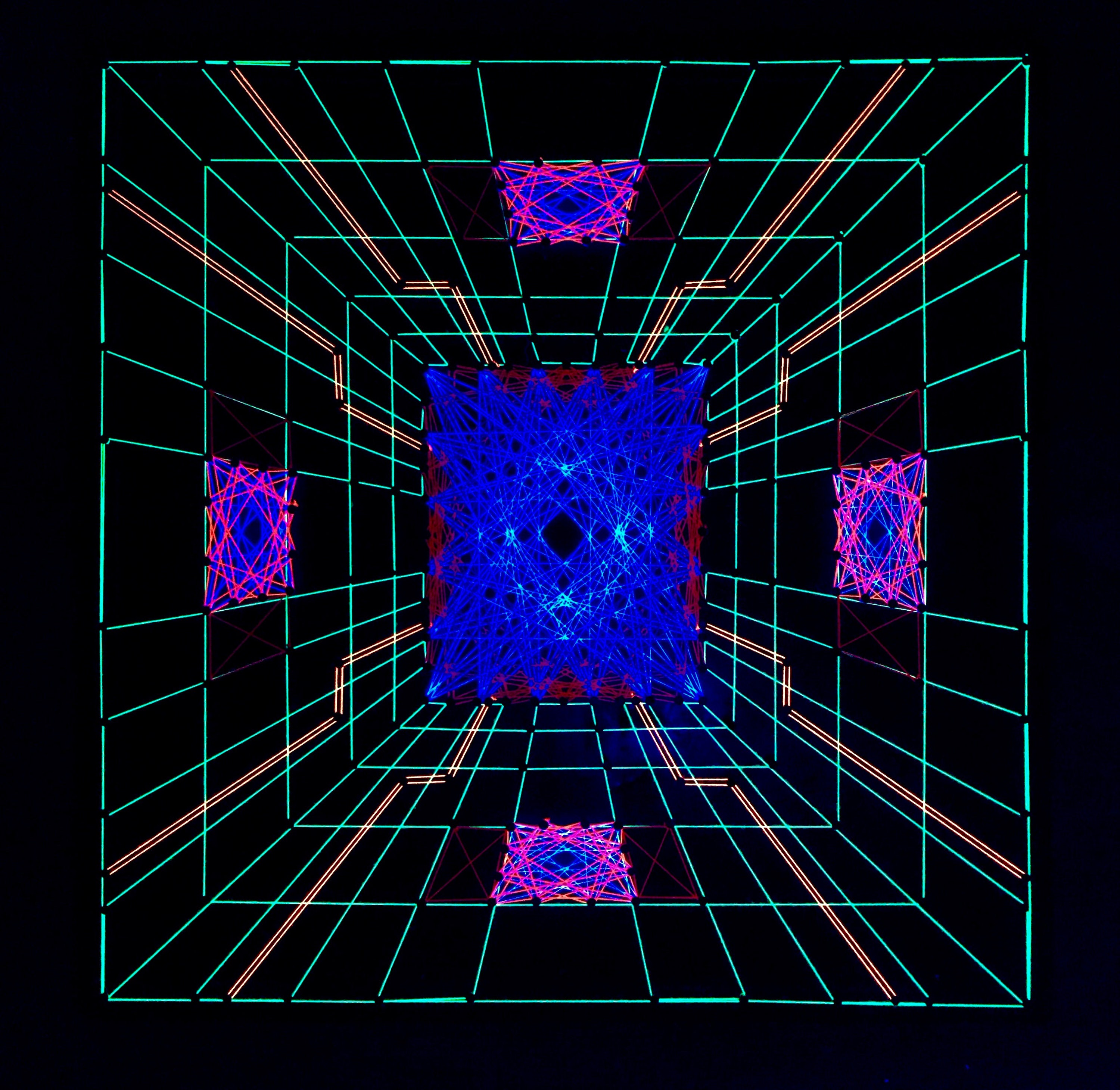 UV String Art Psychedelic 3D Space ,35x35cm/13.7 Inches,handmade Wall ...