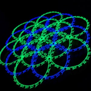 UV Psychedelic「Flower Of Life」sacred geometry String art,20cm/7.8inches,3D,Black light,meditation,Home decor,Wall hanging,Yoga,thread&nails
