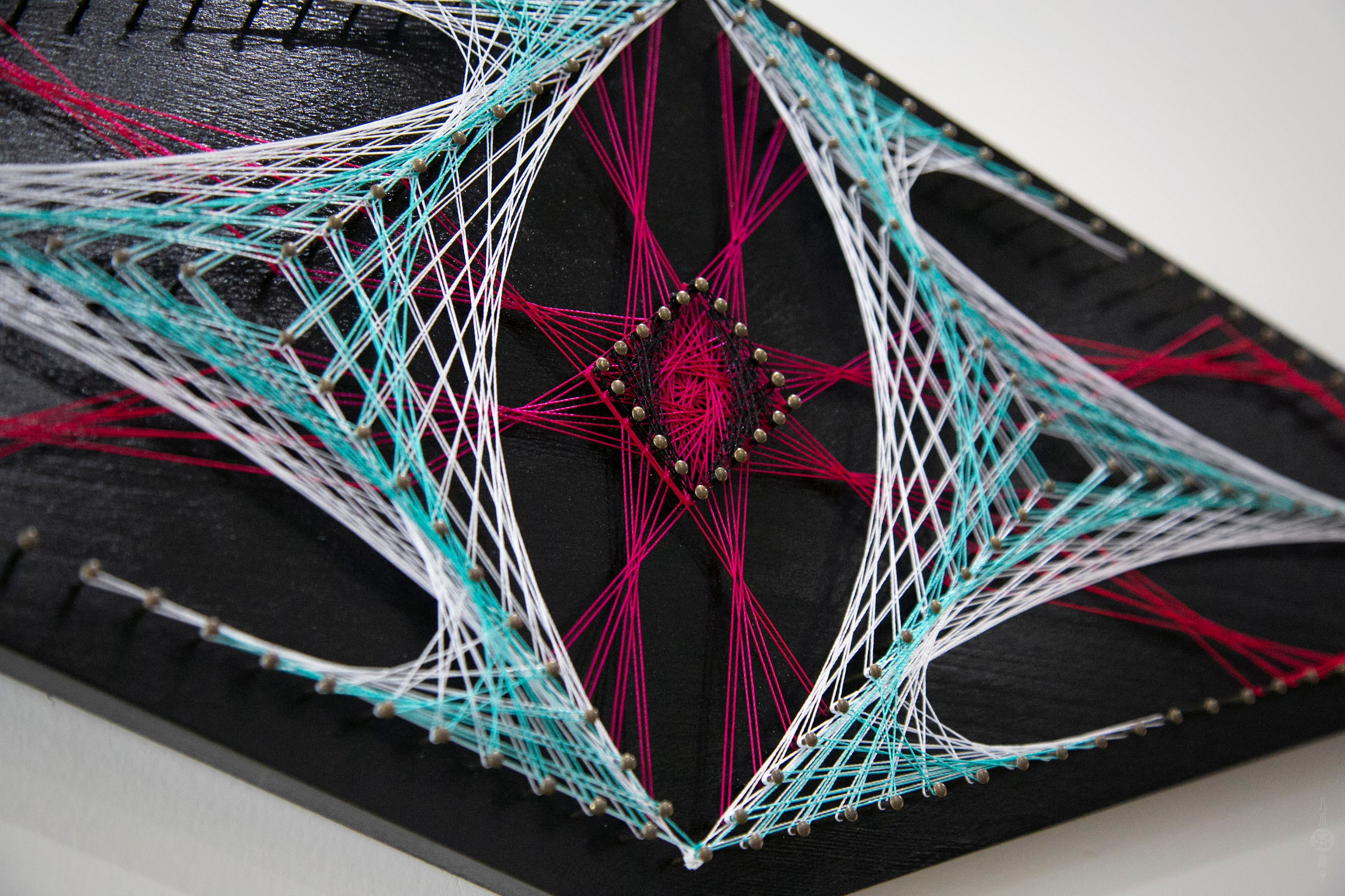 ALIEN . Fluorescent Psychedelic Uv-active String Art, Handmade Decor ...