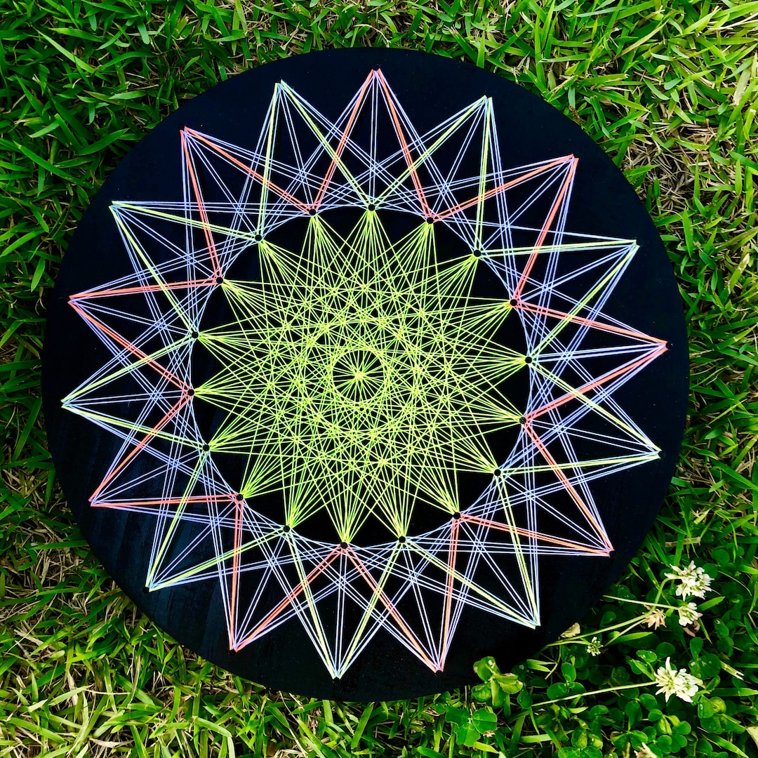 UV String Art Psychedelic Mandala,30x30cm/11.8 Inches Handmade Wall Art ...