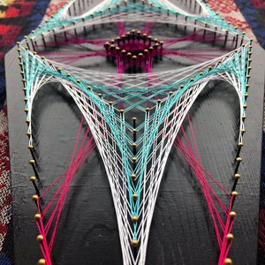 ALIEN . Fluorescent Psychedelic Uv-active String Art, Handmade Decor ...