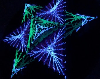 UV Psychedelisch,Merkaba,Heilige Geometrie String Art,20x20cm,3D Handgemachte Wandkunst,Schwarzlicht,Wohndekor,Wandbehang,Yoga,Fadenkunst