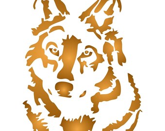 wolf head stencil etsy