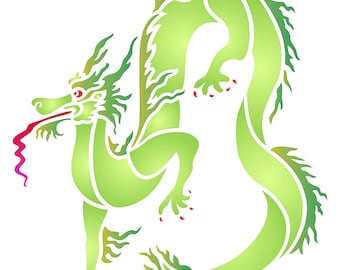 dragon stencil 26 5 x 26 5cm reusable oriental asian etsy