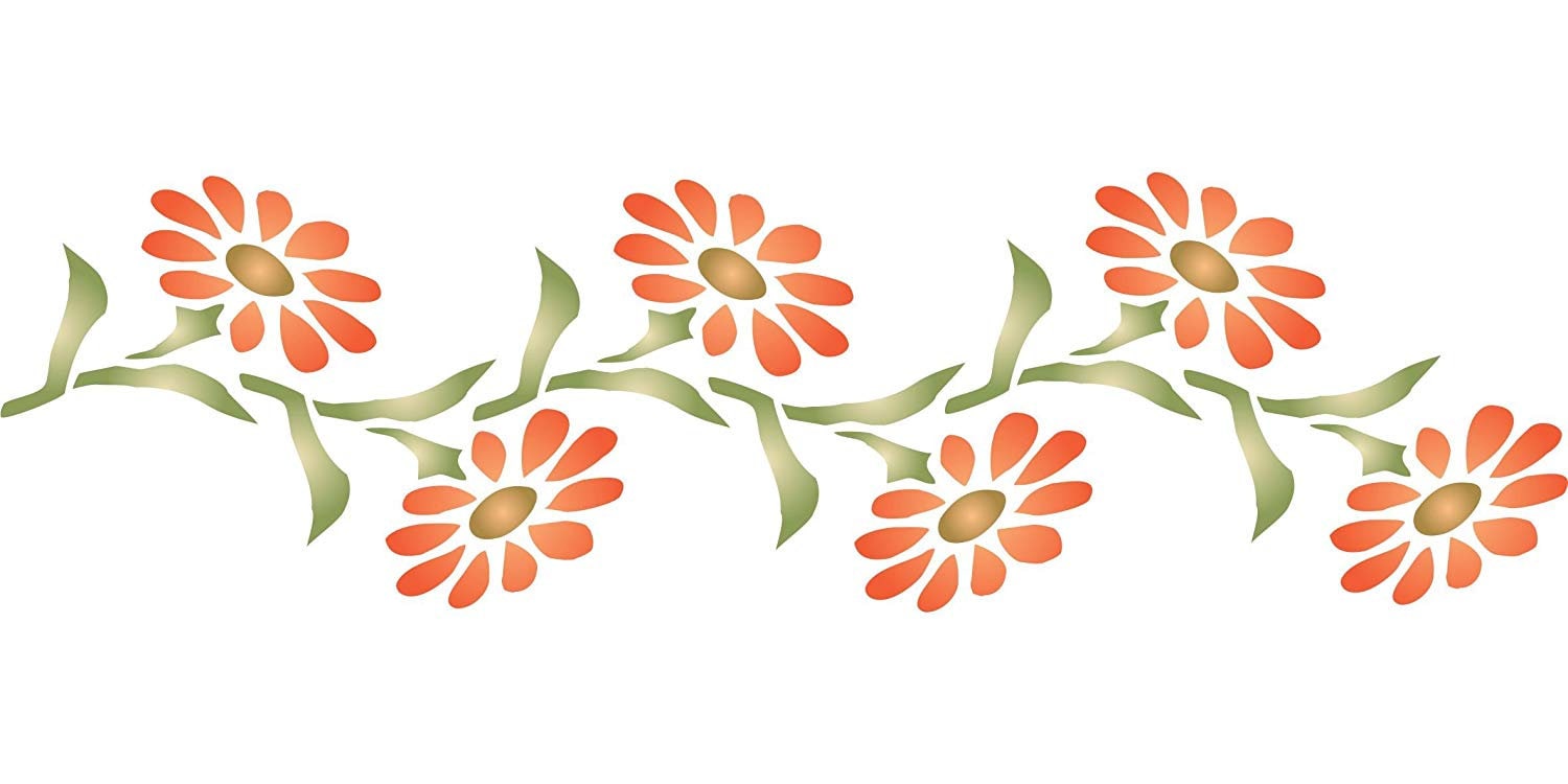 The Artful Stencil FLOWER BUDS BORDER STENCIL