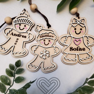 Christmas Gingerbread Kid Ornaments - Gingerbread Ornaments- Personalized Kids Ornaments- Kid Gingerbread- Christmas Ornaments