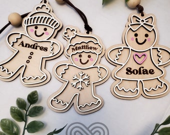 Personalized Wood Gingerbread Kid Christmas Ornament