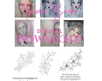 Digital download stickers for your art journals with whimsical girls, flowers and quotes.