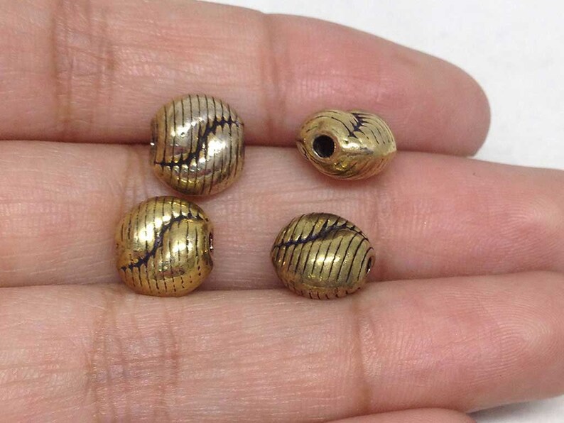 11 Pieces 10 x 10mm ~ BD-03 11 Rondelle Engraved Antique Brass Beads