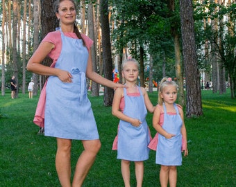 Linen apron for children, linen apron for kids, 16 various colors, girls or boys apron, linen kitchen or garden apron, kids apron,kids gift