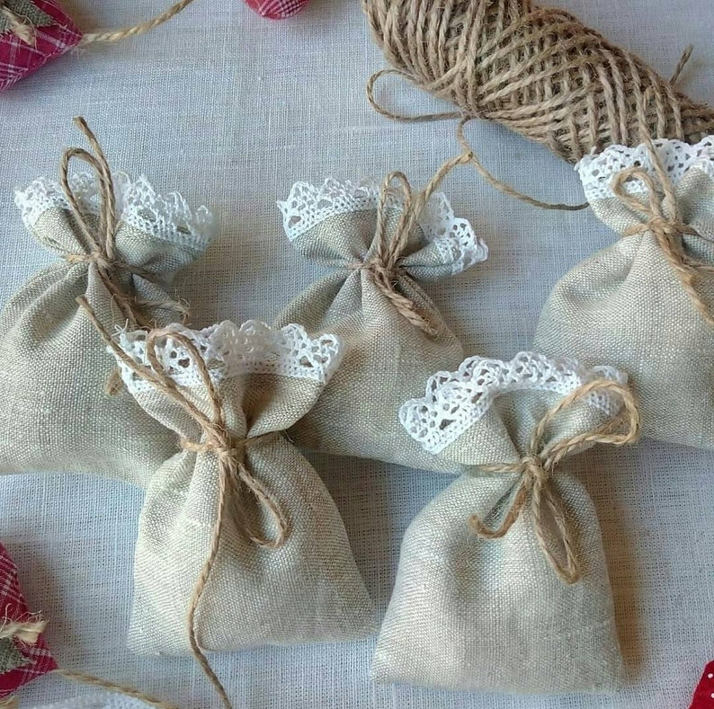 Small linen bags gift bags sachets 3x4 inch natural favor ...