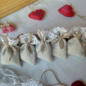 Small linen bags, gift bags, sachets, 3x4 inch, natural favor bag, wedding favor bags, linen favor bag, 10 pcs, linen gift bags
