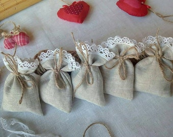 Small linen bags, gift bags, sachets, 3x4 inch, natural favor bag, wedding favor bags, linen favor bag, 10 pcs, linen gift bags