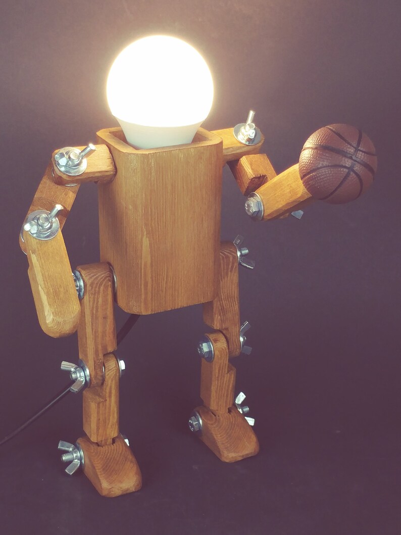 Wooden Table Lamp Handmade Basketball Player Desk Lamp Etsy