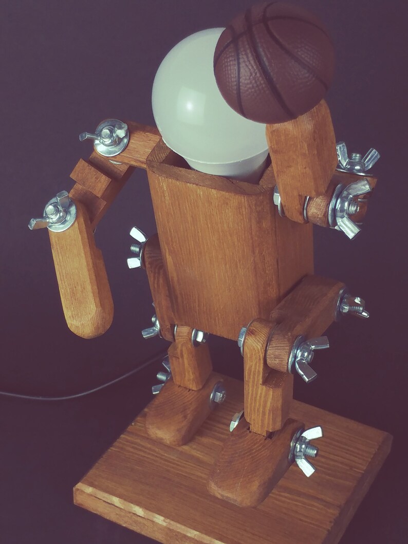 Wooden Table Lamp Handmade Basketball Player Desk Lamp Etsy