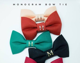 Monogram Pet Bow Ties for Dogs & Cats - Personalized Pet Bow Ties - Wedding Bow Tie - Pet Bow Tie - Cat Bow Tie - Christmas Pet Bow Tie