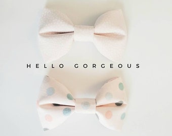 Pajaritas rosas suaves para perros y gatos con coleteros a juego - Complemento de pajarita - Pajarita de boda - Pajarita para mascotas - Pajarita para gatos - Pajarita para perros con flores