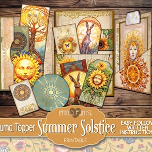 Adorno para diario basura del solsticio de verano, imprimible, equinoccio de verano, sabbat, bruja, brujería, pagano, diosa, efímera vintage de wicca, grimorio