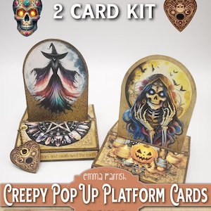Halloween Pop Up Card Printable, Platform Cards, Witch, Spooky, Halloween Decor, Halloween Gift, Junk Journal Add on, Digital Download