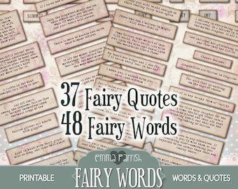 Printable Fairy Words, Quotes & Phrases, Junk Journal, Ephemera, Embellishments, Craft Kit Scraps, Vintage, Fussy Cut, Collage, card making