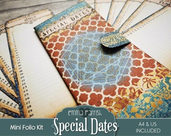 Printable Diary Planner Folio, Junk Journal Calendar Folder, Birthday, Special Dates, Perpetual, Digital Ephemera Pack, Insert Add on Pack