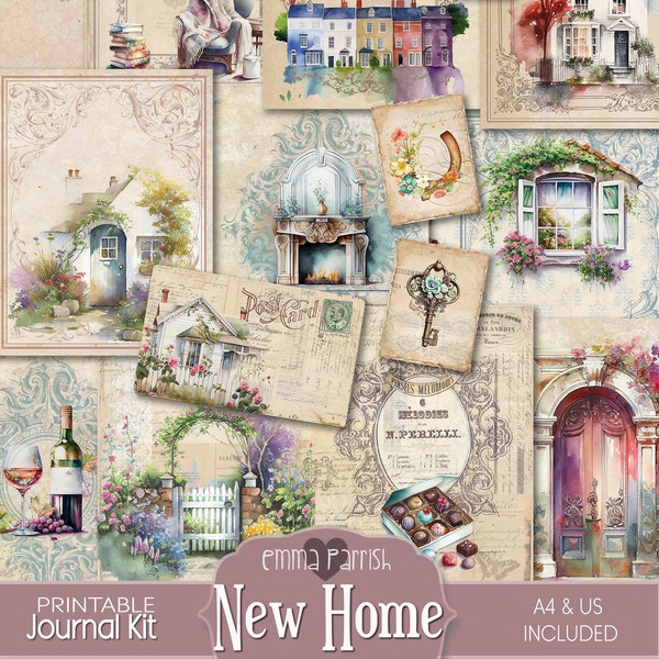 New Home Journal Kit, Printable, Gift, Our First Home, New House, Digital Paper, Vintage Paper Download, Scrapbook, Heirloom, Keepsake