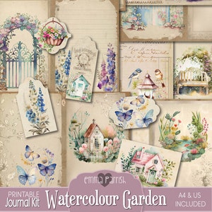 Cottage Garden Junk Journal Kit, Cottagecore Journal Druckbare Seiten, Vintage Ephemera Digitales Papier, Garten Download Scrapbook Kit