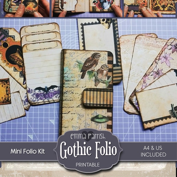 Mini Gothic Witch Folio, Mini Junk Journal Kit, Witchcraft, Pagan, Printable, Wallet, Ephemera, Card, Portfolio, Insert, Scrapbook, Download