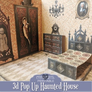 Victorian House Pop Up Journal Kit, Printable Paper Dolls, Dollhouse Book, Halloween Junk Journal, Gothic, Spooky, Journal Tutorial