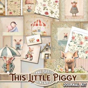 This Little Piggy Junk Journal Kit - Printable, Ephemera, Farm Animal, Nursery Rhyme, Country Theme, DIY Scrapbook, JPEG, Instant Download