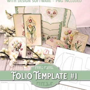 Printable Folio Template #1, Junk Journal Ephemera, Card Making, Invitation, Add on, Insert, Papercraft, Wallet, Overprint, PNG JPEG