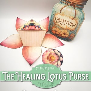 Healing Lotus Printable Junk Journal Folio, Wellness, Gesundheit, Dankbarkeit Journal, 10 interaktive Papercraft Projekte, Brieftasche, Kartenherstellung Bild 4