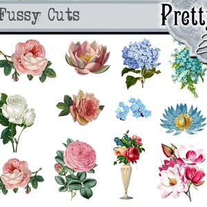 Pretty Vintage Fussy Cut Printable Stickers, Shabby Chic Junk Journal ...