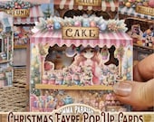 Pop-Up Christmas Fayre Printables Card Kit, Set of 6, DIY 3D Papercraft, Cricut Tested, Festive Home Decor, Junk Journal Insert, Download
