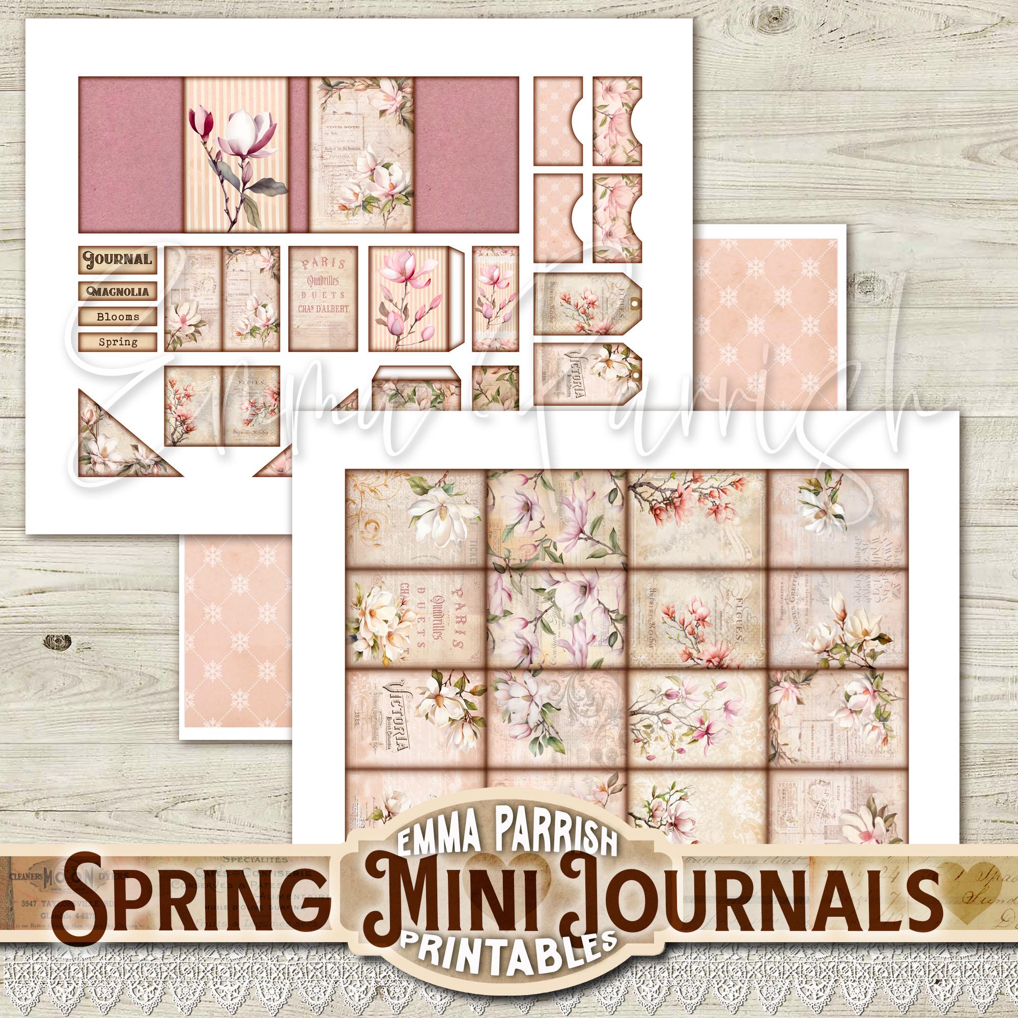 Mini Journal Back Printable Set of 4 Mini Spring Junk Journal Printables – Easter Floral Mini Books ...