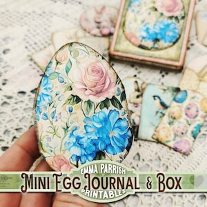 Spring Mini Egg Junk Journal with box, Printable Easter Gift, Spring Papercraft, Box making, Card Making, Cricut tested, Vintage Ephemera