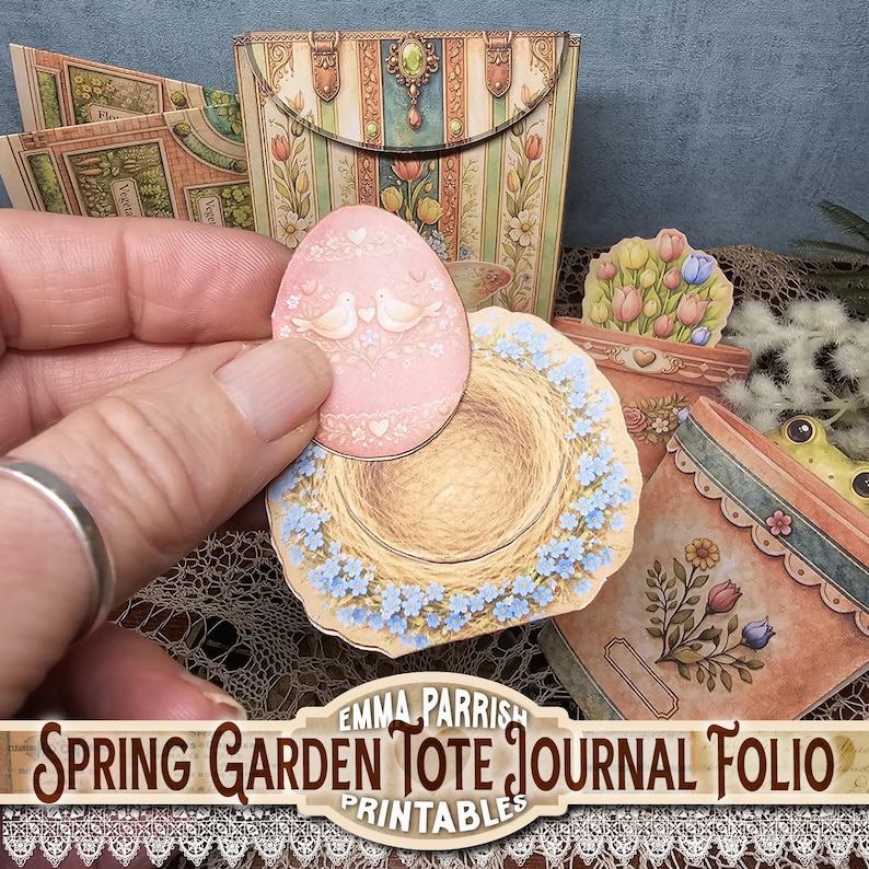 Spring Garden Junk Journal Kit Printable, Interactive Folio Mini Album, Garden Ephemera, Instant Download, Spring Flowers, Gardeners Gift image 14