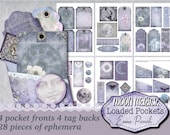 Vintage Moon Printable Loaded Pockets, Moon Junk Journal kit add on, Gothic Paper Printable, Card Making, Moon Magic Folio