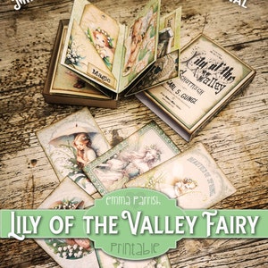 Lily of the Valley Fairy Mini Journal Kit, Printable Matchbox Journal, Fairy Ephemera, Accordion Fold, Papercrafts, Journaling Supplies