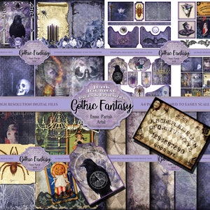 Gothic Junk Journal Kit, Purple, Witch, Printable, Wicca, Pagan, Vintage Scrapbook, Grimoire, Shadowbook, Spooky Ephemera